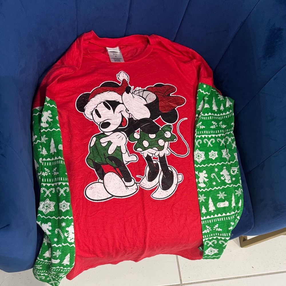 Disney Festive Red and Green Long Sleeve Tee